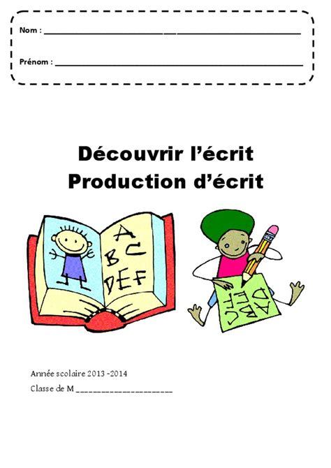 Cahier Production D écrit Page De Garde CAHIER D'ECRIVAIN - La classe de Corinne